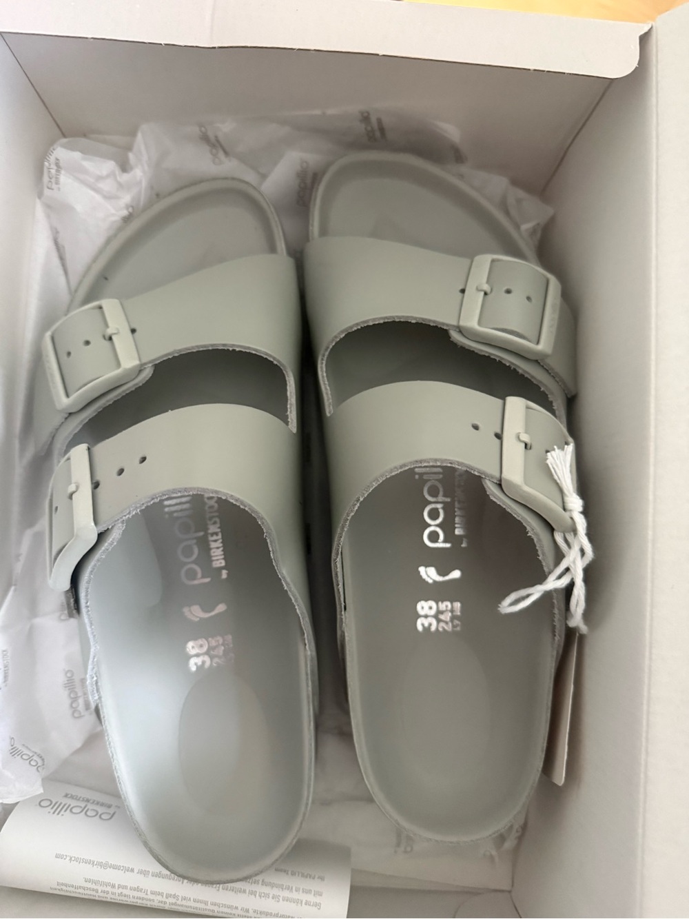 NWT Birkenstock Arizona Pap Flex Platform Sandals - Mineral Gray